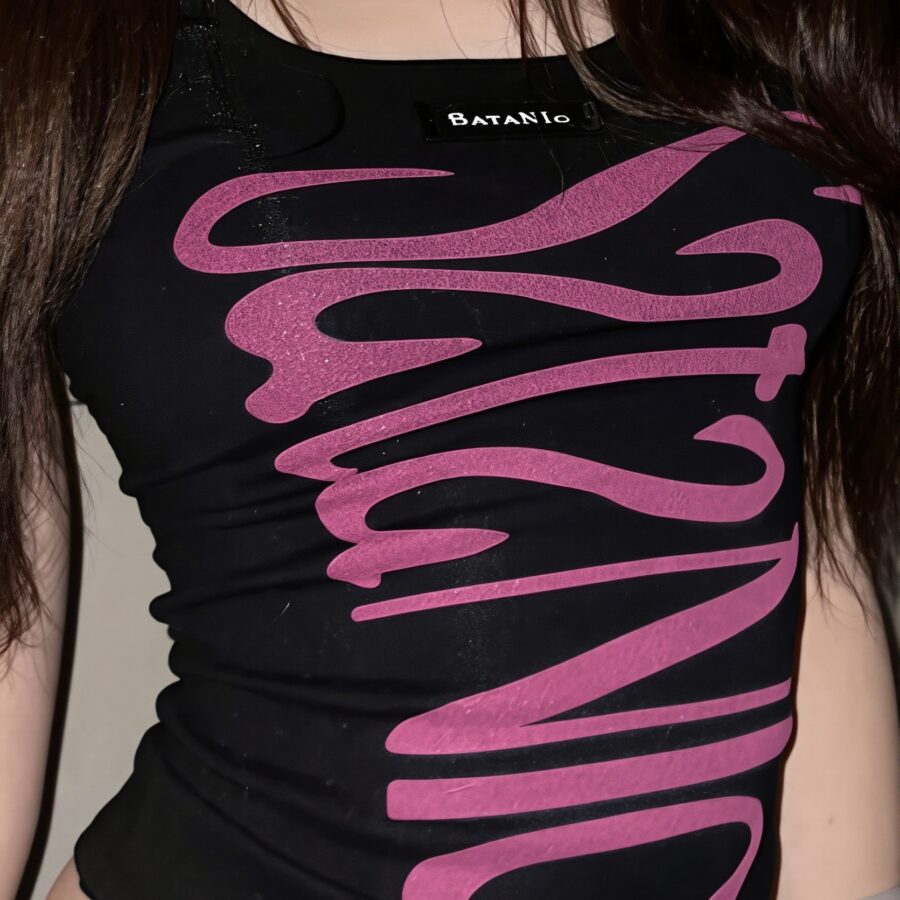 Backless Tie Printed Slim T-shirt