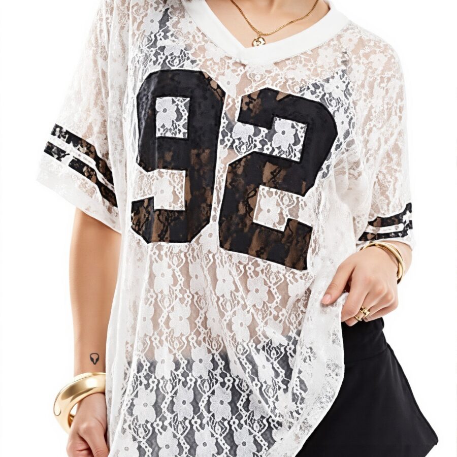 Lace Hollow Out Loose Street T-shirt